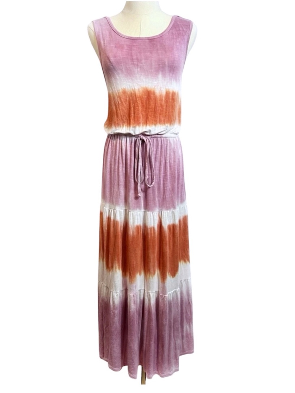 Knox Rose Tiered Tie Dye Boho Maxi Dress Repaired